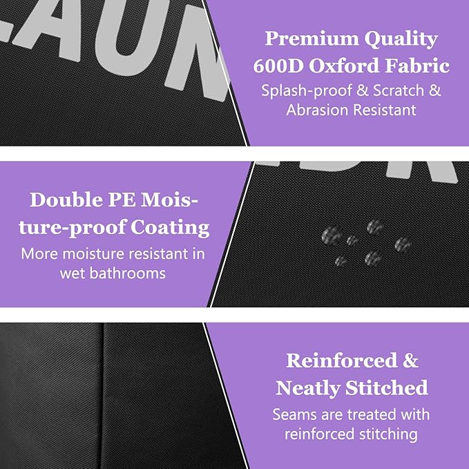 125L Extra Large Laundry Basket with Handles, Collapsible Clothes Hamper for Bedroom, Independent Dirty Clothes Basket, Portable Laundry Bin for Hotel, Dorm, Black