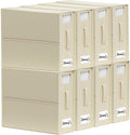 SheetCube Bed Sheet Organizers and Storage 8 Pack, Foldable Linen Closet Organizer with Window and Label, Bedding Folder Storage Box Container for Blanket, Duvet Cover Set, Bed Sheet Set - Beige