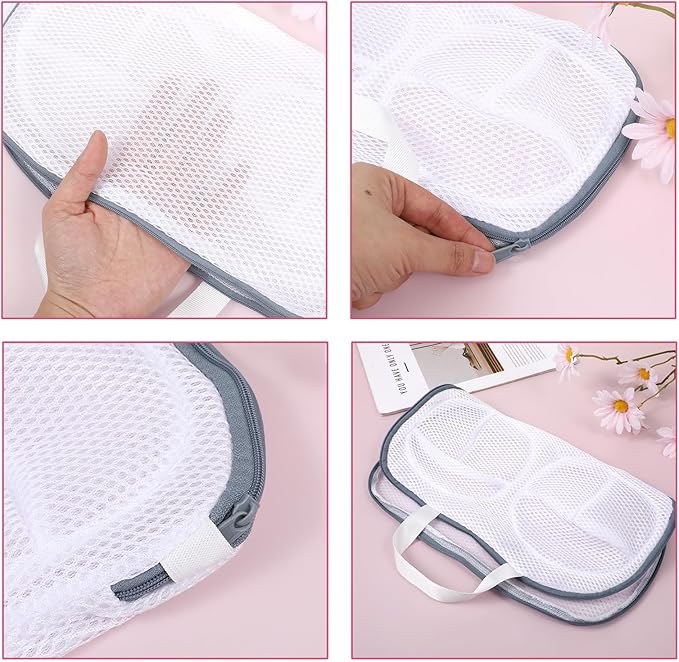 2Pcs Bra Wash Bag Lingerie Bag Lingerie Brassiere Wash Bags Bra Washer Protector for Washing Machine Delicates Underwear Storage Bag Bras Organizer(Grey)