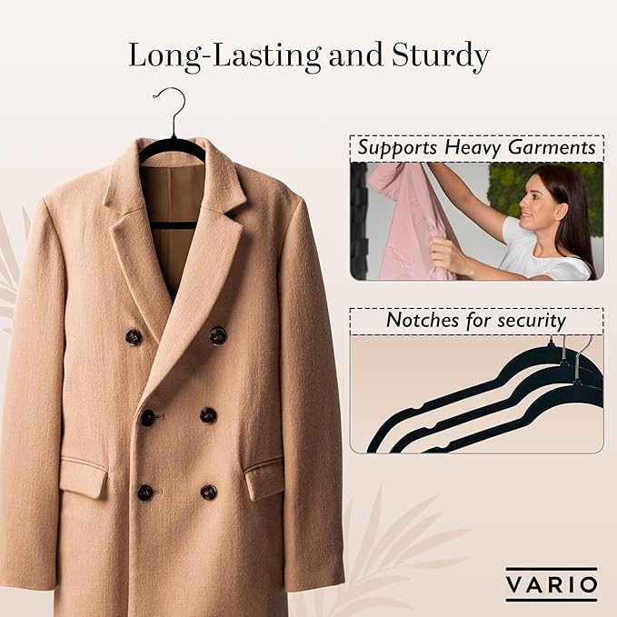 50-Pack Velvet Hangers – Heavy Duty, Non-Slip Clothes Hangers with Chrome Hooks | Slim & Space-Saving Design for Coats, Suits & Plus Size Tops