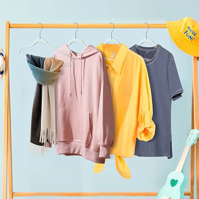 Quality Hangers Clear Plastic Hangers for Clothes | Multi Pack - Heavy Duty Hangers Space Saving Crystal Acrylic | 360 Degree Swivel Hook and Notches | 16.5 Inch (Clear, 200)