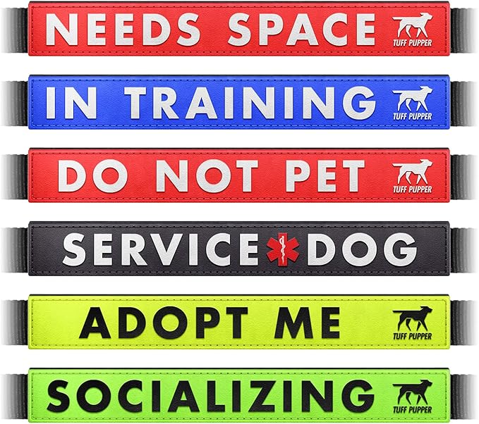 Tuff Pupper Waterproof Leash Sleeve | Fits Any Standard Size 1 Inch Wide Leash | Dual Sided Message | Durable Neoprene & Silicone | Odor & Stink Proof | Easy Secure On & Off (1 Pack, Service Dog)