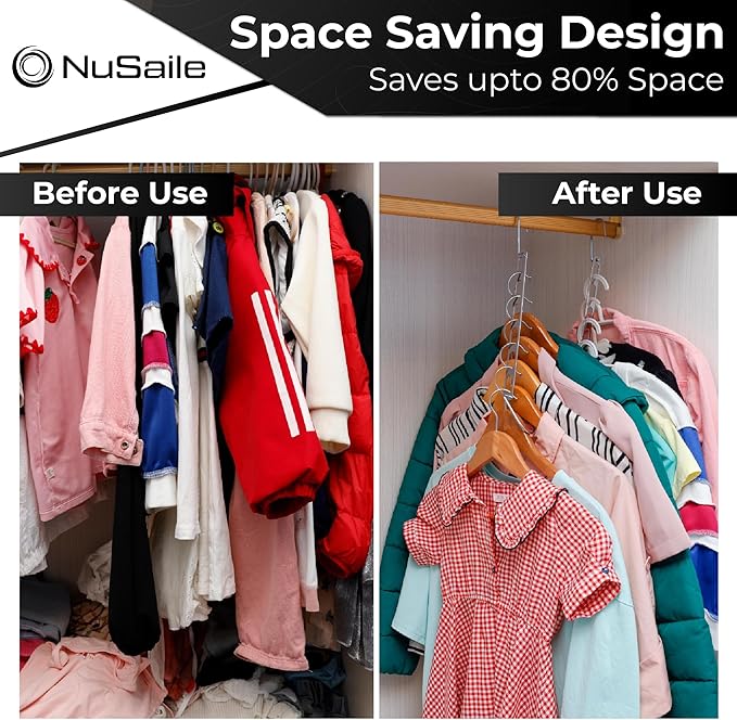 Collapsible Clothes Hanger Organizer - 6 Hole Space Saving Cascading Hangers for Closet Organization - Premium Metal - 24 pc