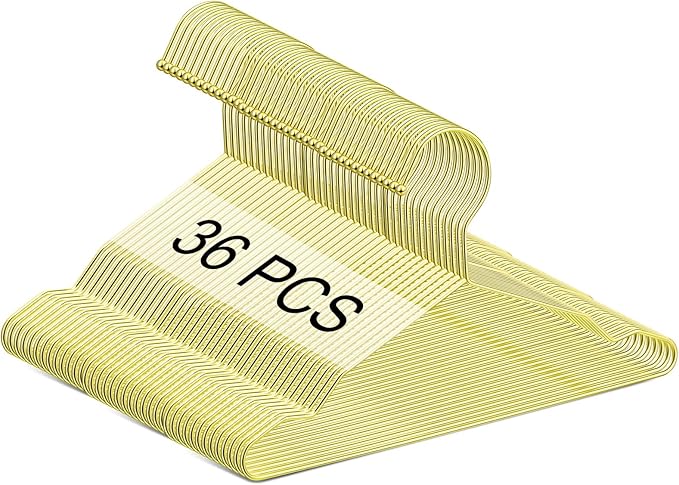 Jetec 36 Pcs 12 Inch Gold Kids Baby Hangers Strong Metal Children's Closet Clothes Hangers for Space Saving, Hanging Coats, Pants & Clothes (Gold)