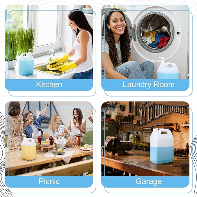 Novabright 2 Gallon Pump Dispenser Bottle Large Plastic Jug Laundry Liquid Detergent Dispenser with Pump Lid Handle for Laundry Room Organization, Soap, Fabric Softener Indoor Outdoor
