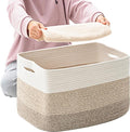Large Blanket Basket Living Room, Storage Basket, Large Woven Baskets for Storage, Cotton Rope Baskets for Toys, 22”x17”x12”, Gradient Yellow, 75L
