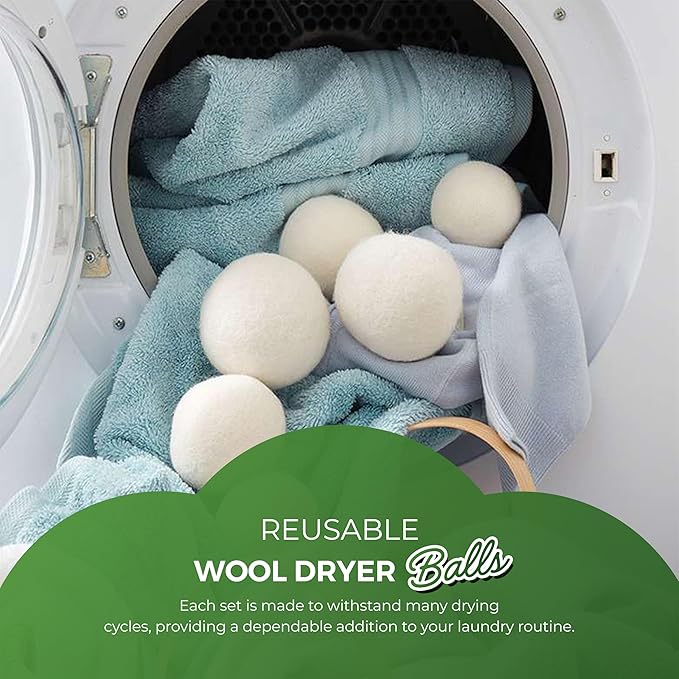 Pursonic Laundry Wool Dryer Balls Made with 100% Pure New Zealand Wool - Natural Reusable Fabric Softener Balls for Drying Time & Energy Consumption - Reduces Clothing Wrinkles & Lint - Set of 9