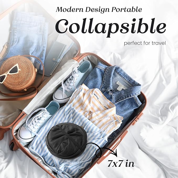 TECHMILLY Upgraded 105L Collapsible Mesh Pop Up Laundry Hamper with Sturdy Handles and Side Pocket - Portable Foldable Clothes Baskets for Dorm, Bathroom & Travel Storage (Black Plus，2 Packs)