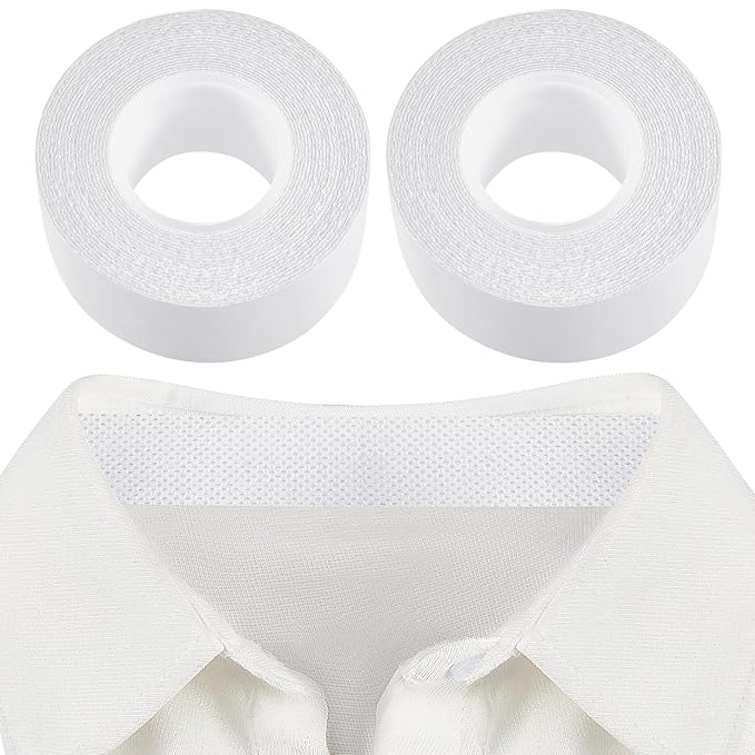 Jecery 2 Rolls 2 Rolls Sweat Pads Collar Protectors for Men Shirts, Disposable White Shirt Neck Tape, Dress Hat Collar Self Adhesive Invisible Liner Patch Against Sweat Stain (0.98 Inch)