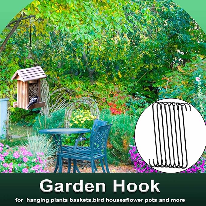 8 Pack 14 Inch Extra Large S Hooks -Heavy Duty Long S Hooks for Hanging Plant,S Hook for Tree Branch,Bird Feeder,Pots and Pans Closet Garden Pergola Indoor Outdoor X-Large