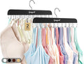 Bra Hanger for Closet, 2 Pack Tank Top Hangers w/20 Hooks Holds 40 Bras, Capacity Foldable Wood Space Saving Hanger, 360°Rotating Closet Organizers and Storage for Dorm & Apartment（Black）