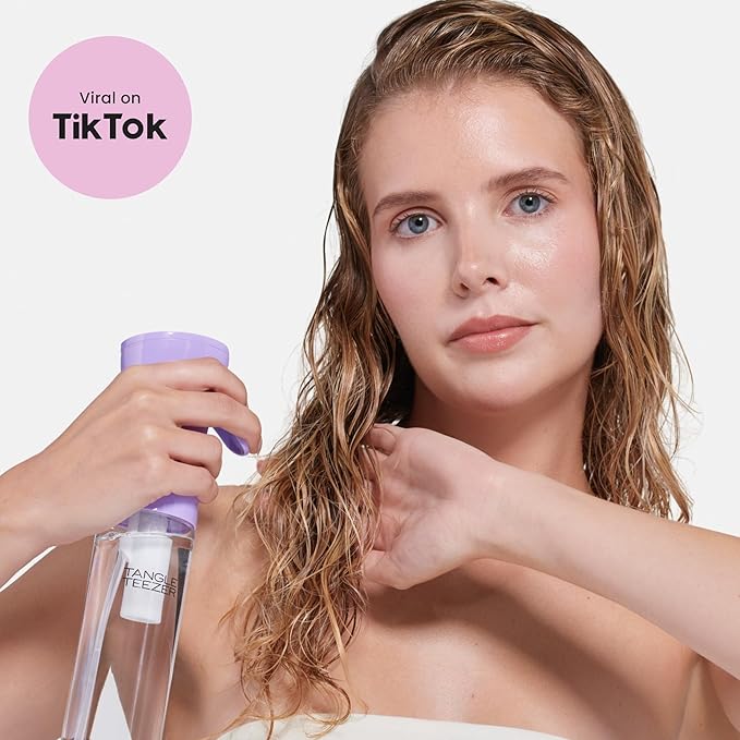 TANGLE TEEZER Fine Mist Continuous Spray Bottle, Reusable and Refillable, for Hair Detangling and Styling, 10.1 oz, Lilac