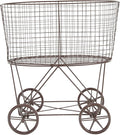 Creative Co-Op Vintage Reproduction Metal Laundry Basket on Wheels, Rust