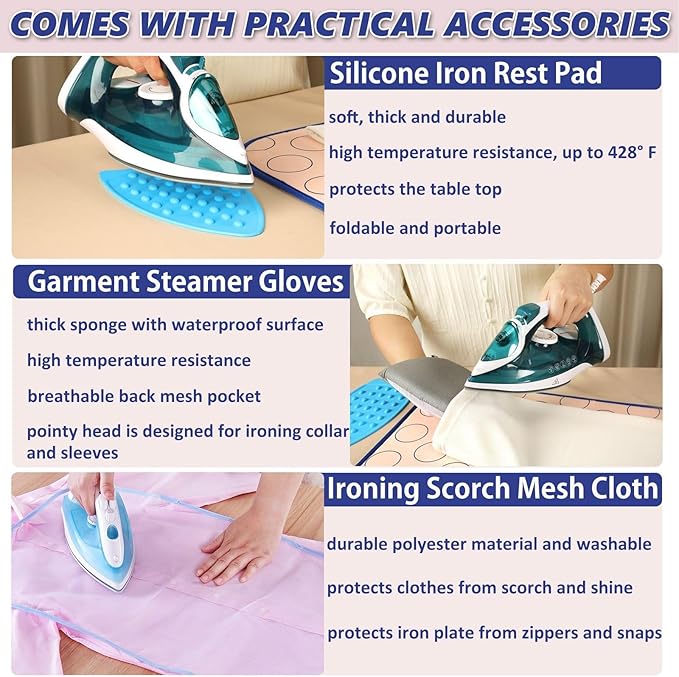 Portable Ironing Mat for Table Top Large Over The Door Steamer Pad for Clothes Counter Ironing Board Heat Resistant Iron Mat Travel Steam Board 47.2x23.6in