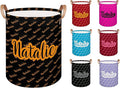 Personalized Laundry Basket, Custom Gift Laundry Hamper, Collapsible Nursery Waterproof Laundry Baskets, Dirty Clothes Toy Hamper with Handles Name Black Orange