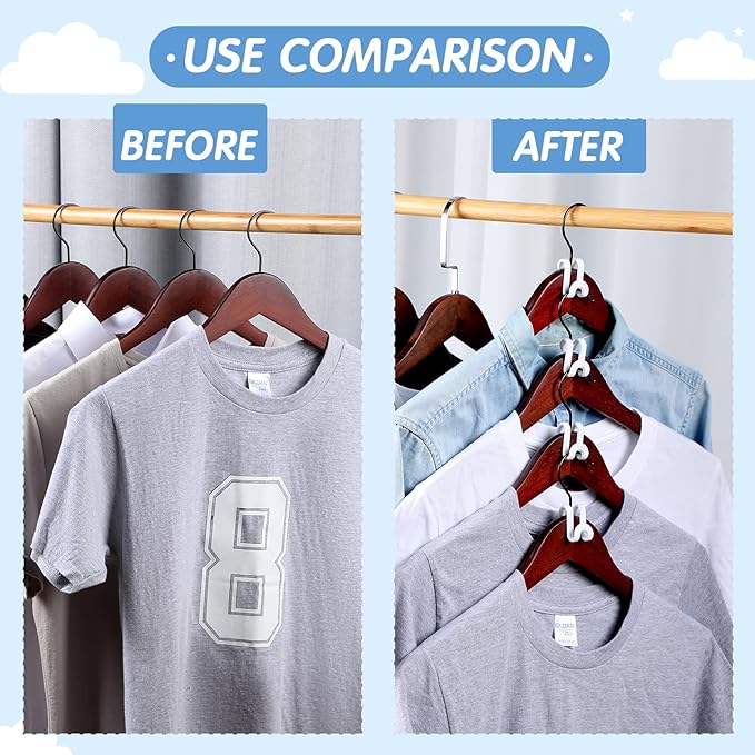Unittype 100 Pcs Space Saving Hanger Hooks, Clothes Hanger Connector Hooks, Heavy Duty Space Saver Extender Clips for Closet Organizers (White)