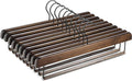 ZOBER High-Grade Wooden Slack/Trouser Pants Hangers with Non Slip Bar Smooth Finish, Durable Wooden Hangers - Slim & Sleek Space Saving Closet Hangers, 360° Hook- Ideal for Pant (Vintage, 10)