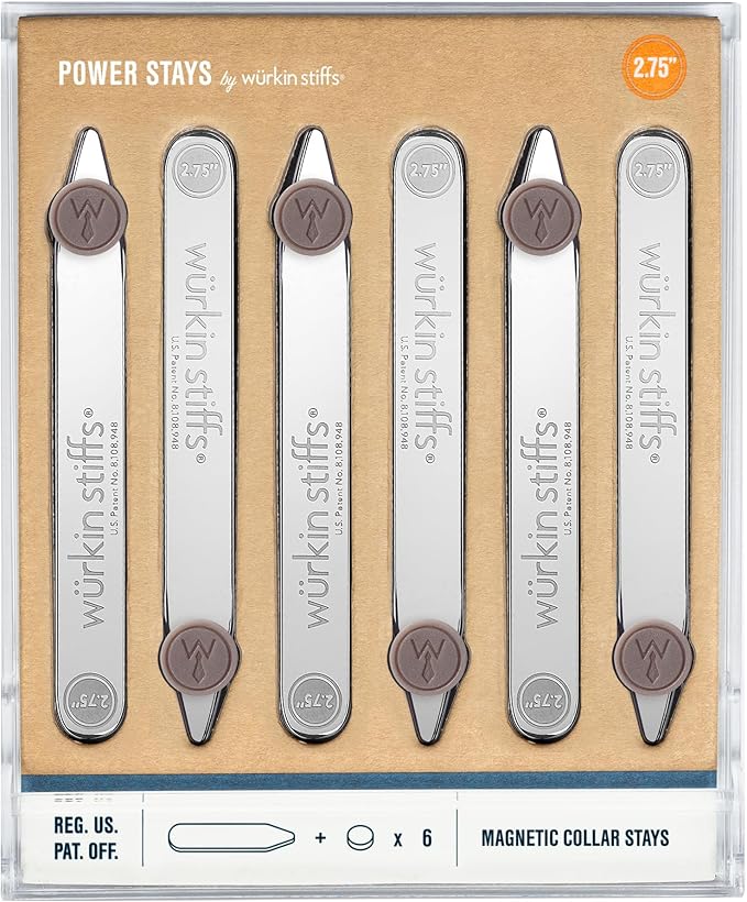 Würkin Stiffs Power Stays Magnetic Collar Stays|Power Stays with Storage Case | Metal Shirt Collar Stays for Men Clothing
