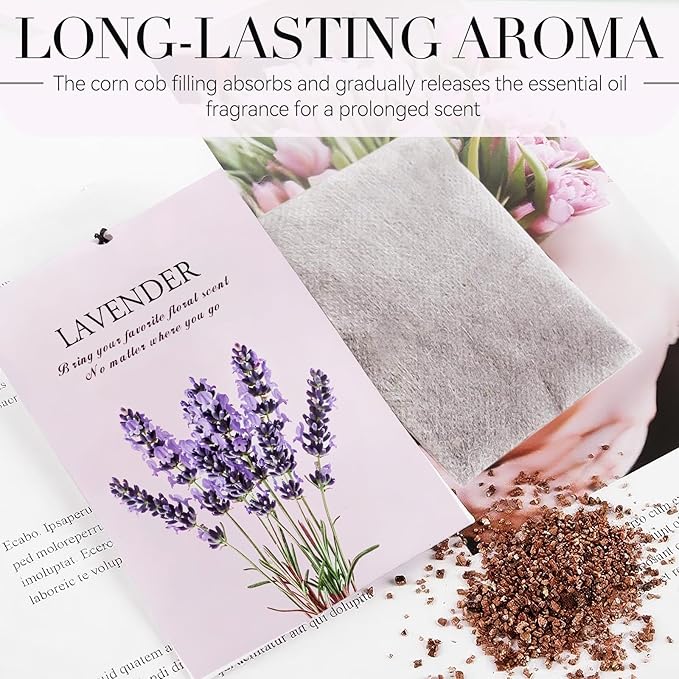 Lavender Scented Sachet Bags - 12 Pack Closet & Drawer Freshener, Long Lasting Odor Eliminator for Wardrobes, Cars & Storage, Home Fragrance Air Freshener Sachets