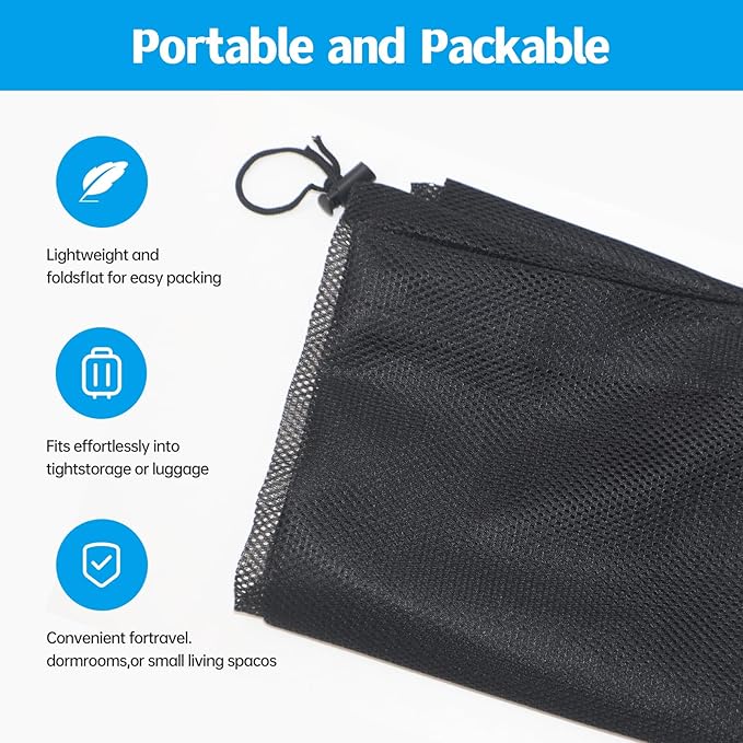 3 Pcs Mesh Laundry Bag with Secure Drawstring Closure 35 x 24 Inches Machine Washable Mesh Laundry Bags for Travel, College Dorm, Apartment (Black)