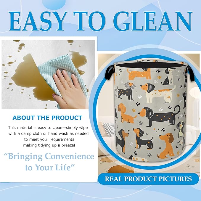 Dachshund Dog Laundry Basket Collapsible Laundry Hamper Clothes Toy Storage Bin for Bathroom Bedroom Room Decor 16" X 20.8"