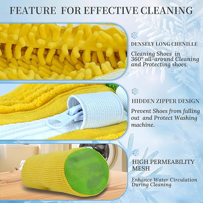 Shoe Washing Machine Bag, Laundry Shoe Bag for Washer and Dryer,2Pcs Reusable Shoe Bag for Washing Machine Fit Most Shoes Types (Yellow 2 pcs)