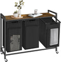 Laundry Hamper, Laundry Basket with 3 Pull-Out Removable Oxford Fabric Bags, 3 x 10.6 Gallons, Total 120L, Cloth Laundry Sorter with a Top Shelf 36.4"x13" (Black and Rust)