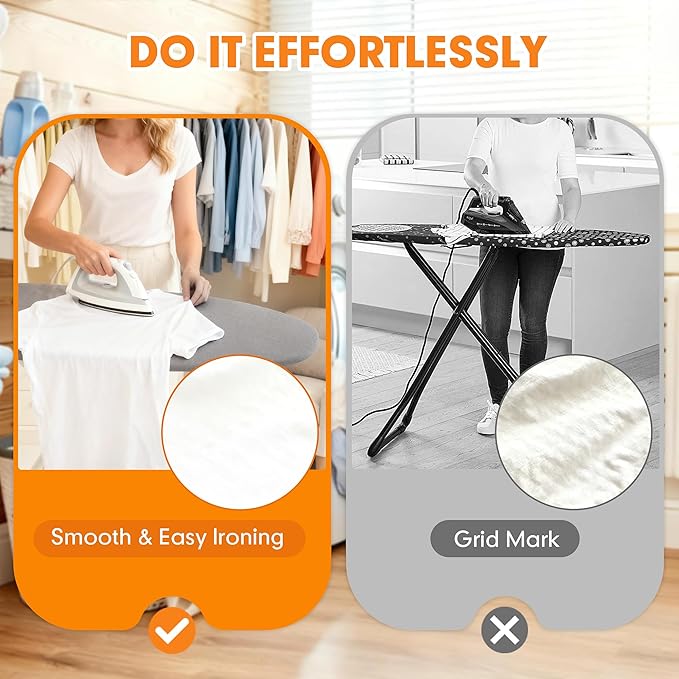 Ironing Board Cover and Pad, 15x54 Standard Size Thick Iron Padding, Scorch & Stain Resistant Ironing board cover, Heavy Duty Iron Board Padded with Adjustable Fasteners Durable Elastic Edge, Grey
