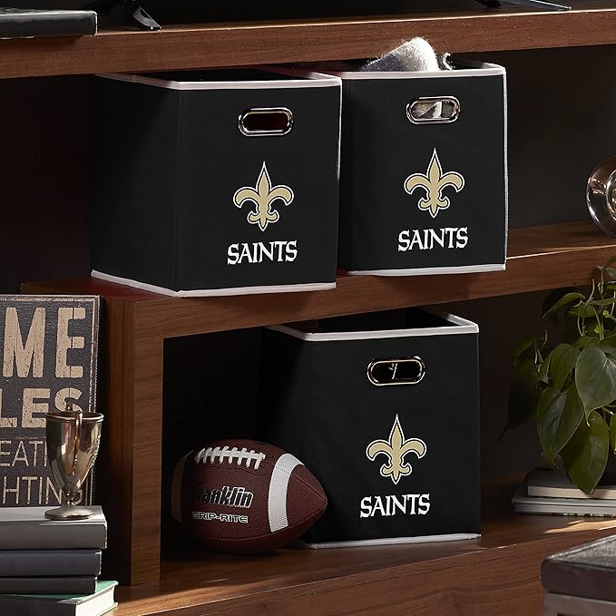 Franklin Sports NFL Storage Bins - Collapsible Cube Container + Basket - NFL Office, Bedroom + Living Room - 11"x11"