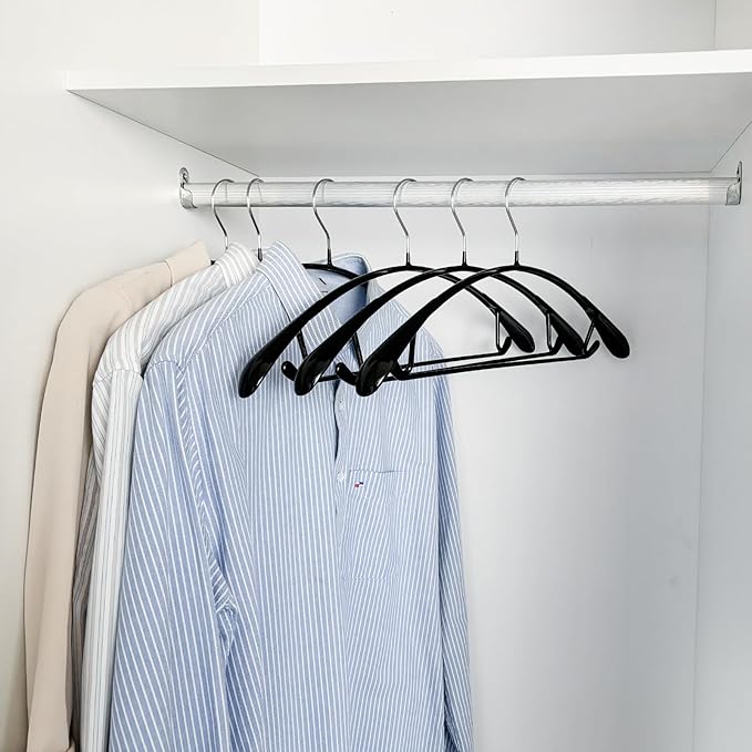 Nature Smile Non Slip PVC Coating Sweater Hangers,Dress Suit Coat Hangers,Wide Shoulder Bump Free Golf T Shirts Clothes Hangers (Black Color 10 Pack)