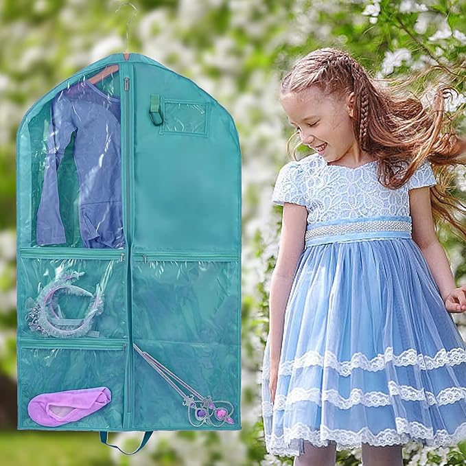 Dance Costume Garment Bags for Dancers,Garment Bag 40 Inch for Dance Competitions,Garment Bags For Travel Hanging Clothes,Waterproof Hanging Clohtes Storage Garment Bag. (1 Pack Green, 40")