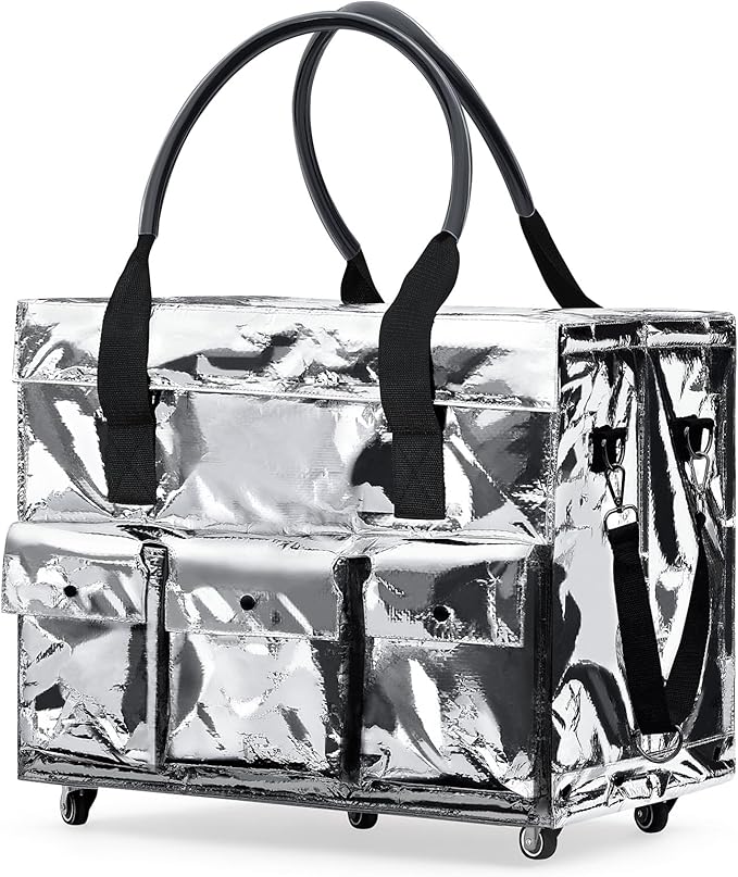 tobyto Reusable Grocery Bag on Wheels, 105L Foldable Rolling Tote, Shopping Trolley 66LBS Capacity - Water-Resistant for Laundry, Picnic, Storage & Travel