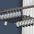 12 Pack Pants Hangers with Clips Adjustable Skirt Hangers for Women Black Metal Non-Slip Trousers Hanger Heavy Duty Space Saving Clothes Hangers for Shorts,Jeans,12Inch