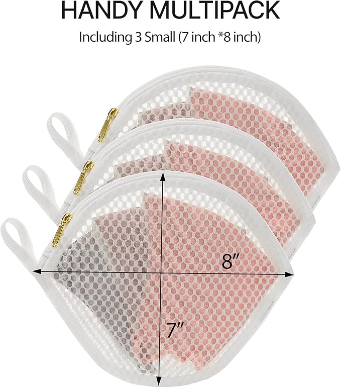 3 Packs Delicate Laundry Bags for Reusable Socks、Face Masks and Makeup Remover Pads,Fine Mesh Wash Bags,Use YKK Zipper, with Hanger Loop, Portable Laundry Bag (3 Small)