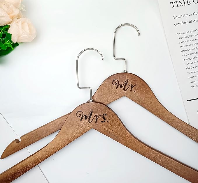 Mr. and Mrs. Wooden Bride Hanger Hangers, Set of 2, (Vintage)