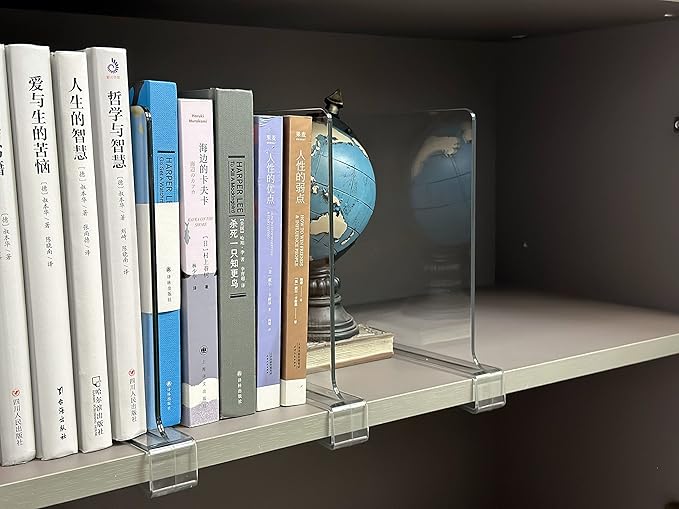 LikeU Acrylic Shelf Dividers for Closets,4 PCS Wood Shelf Dividers,Clear Shelf Separators,Perfect for Clothes Organizer and Bedroom Kitchen Cabinets Shelf Storage and Organization…