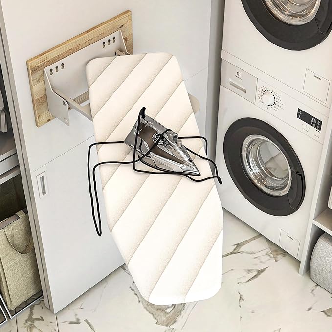 uyoyous Heavy Duty Ironing Board Wall Mounted 37.8x11.8 Inch, Foldable Space-Saving Ironing Holder with Heat Resistant Cover, Perfect for Small Spaces, Home & Laundry Room