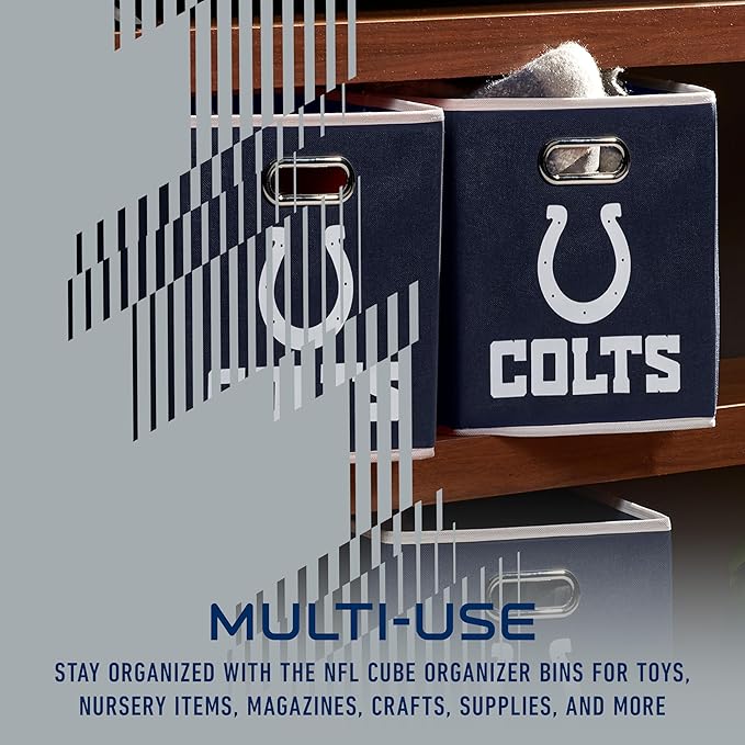 Franklin Sports NFL Storage Bins - Collapsible Cube Container + Basket - NFL Office, Bedroom + Living Room - 11"x11"