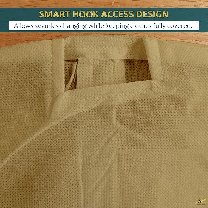 65" Garment Bags for Hanging Clothes, Pack of 3 Suit & Dress Covers for Storage and Travel, Long Gown Bags with Zipper, Warm Mocha