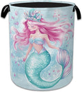 Cartoon Mermaid Laundry Basket Collapsible Laundry Hamper Clothes Toy Storage Bin for Bathroom Bedroom Room Decor 16" X 20.8"