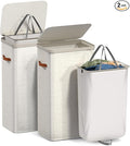 Sorbus Laundry Hamper with Lid – Collapsible Fabric Laundry Basket with Handles and Removable Laundry Bag – 26.5 Gallon (100 L) Dirty Clothes Hamper for Bedroom, bathroom and dorm - 2 Pack (Beige)