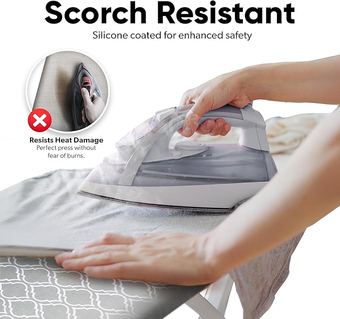 Home Intuition Iron Scorch Resistant Ironing Board Cover and Pad, 15x54, Standard Size Coated Thick Padding