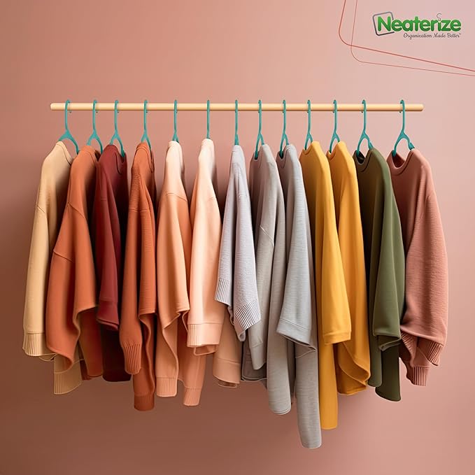 NEATERIZE Clothes Hangers Plastic 50 Pack for Adults - Plastic Hangers, The Perfect Coat Hanger and Space Saving Clothes Hangers for Closet, Percheros Ganchos para Colgar Ropa Hangars - Hangers