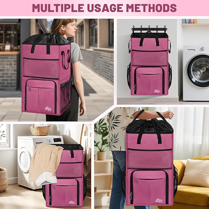 Laundry Backpack Bag（Only Bag), Extra Large 2 in 1 Laundry Hamper Basket with Shoulder Straps, Freestanding Laundry Bag for College Dorm, Laundromat, Apartment