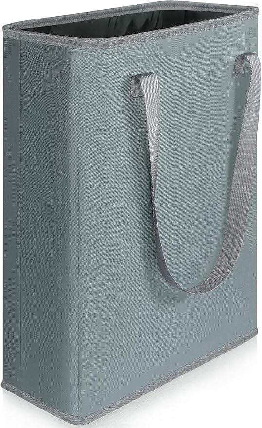 40L Slim Laundry Hamper with Padded Handles, 22” Foldable Narrow Laundry Basket for Small Spaces, College Dorm, Closet, Bedroom & Bathroom