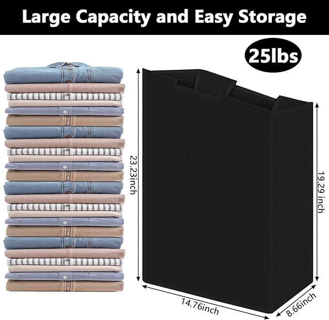 Windyun 3 Pcs Hypotenuse Laundry Sorter Replacement Bags Hamper Cart Removable Replacement Bags Laundry Storage Organizer Bag Hamper Liner, No Hooks 14.76 x 8.66 x 23.23/19.29 Inch(Black)