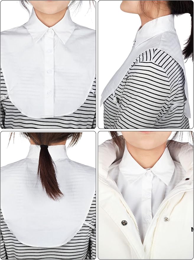 Syhood 4 Pcs Fake Collar Detachable False Dicky Collar Half Shirts Round for Women Outfits Halloween Costume Accessories