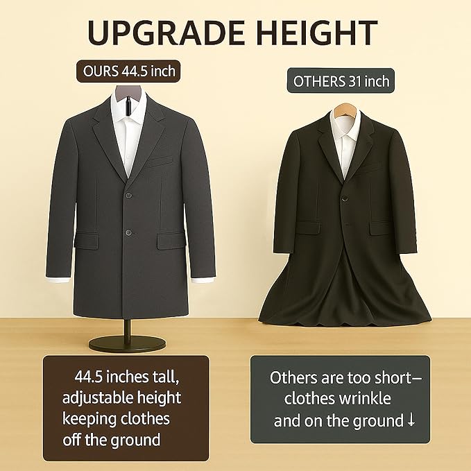 T Shirt Stand Display 19-44.5 Inch, Height Adjustable for Long Short Clothes Dress, Boutique Display Mannequin for Store, Closet, Photoshoot, Exhibition, Vendors Shop, Parties(Brown, 44.5inch 1pcs)