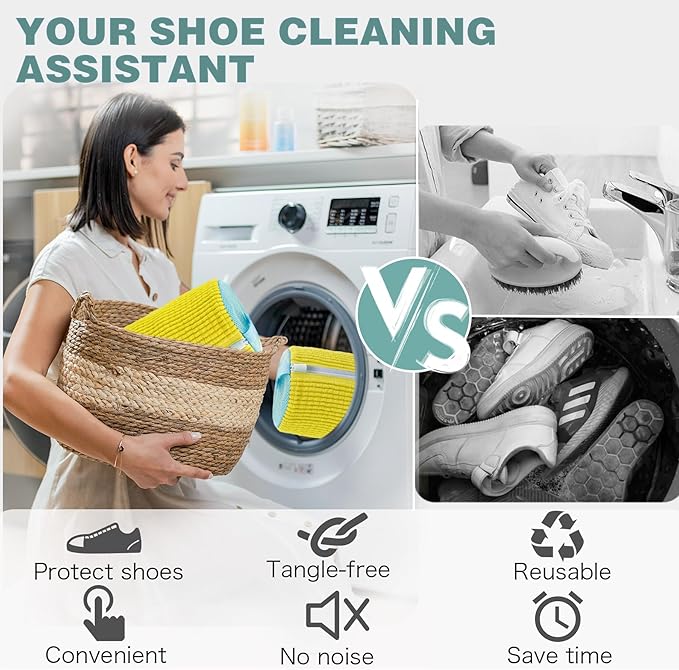Shoe Washing Machine Bag,Laundry Shoe Bag for Washer and Dryer,Reusable Shoe Cleaning Bag for Sneakers,Tennis Shoes,With Self-locking Zipper, Microfiber Inside,Include Shoe Bag
