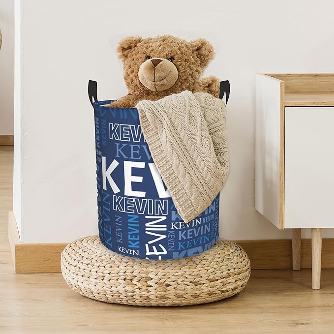 Custom Name Laundry Hamper, Personalized Dirty Clothes Hamper with Name for Bathroom Bedrooms Clothes Storage Organizer, Personalized Gifts for Boys Girls Men Women